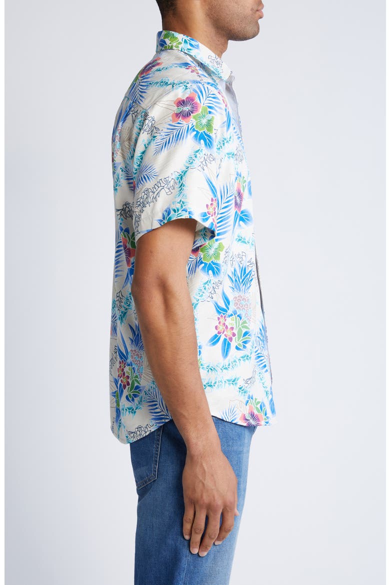 Lei in Paradise IslandZone® Short Sleeve Silk Blend Button-Up Shirt, Alternate, color, ABALONE