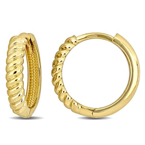 Twist Design Mini Hoop Earrings 14k Gold