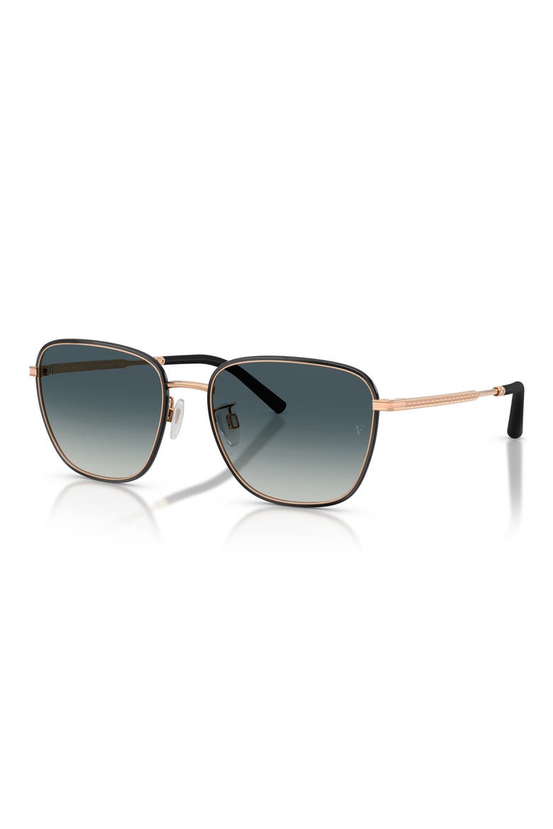 57mm Roger Federer R-18 Square Sunglasses, Alternate, color, BLACK/ ROSE GOLD / GREY