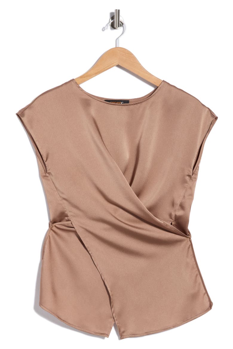 Cross Front Satin Top, Alternate, color, DUNE