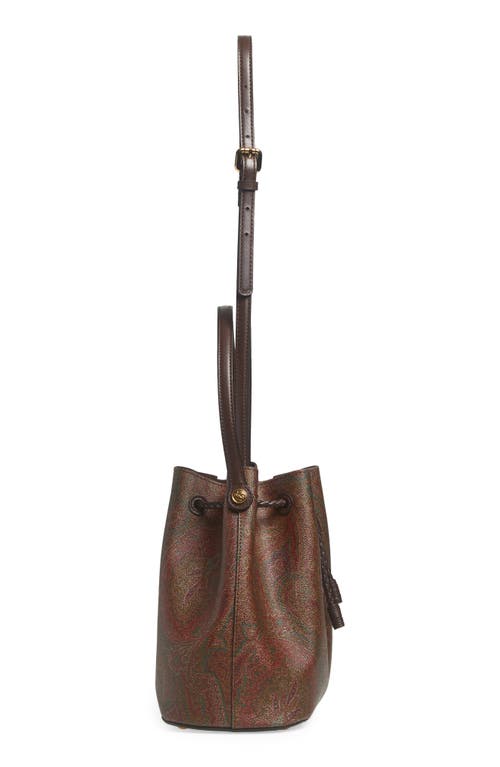 Shop Etro Small Arnica Coated Canvas Bucket Bag In Brown