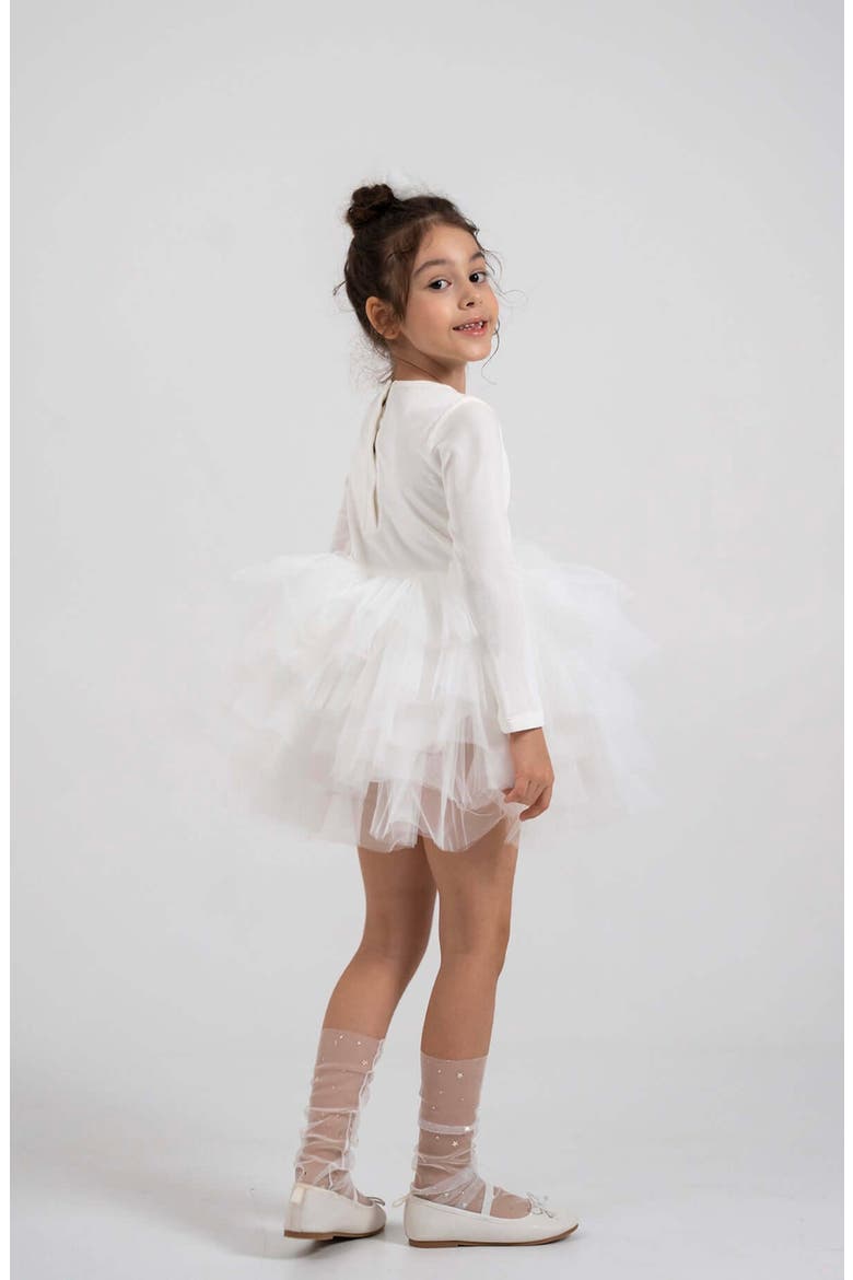Jolie Long Sleeve Velvet Tutu Dress, Alternate, color, White Lily