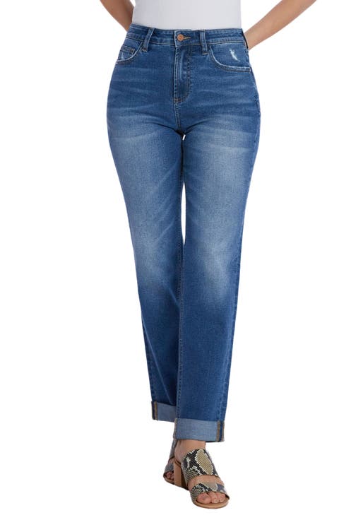 Cuffed Wide Leg Boyfriend Jeans