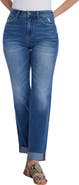 HINT OF BLU Cuffed Wide Leg Boyfriend Jeans
