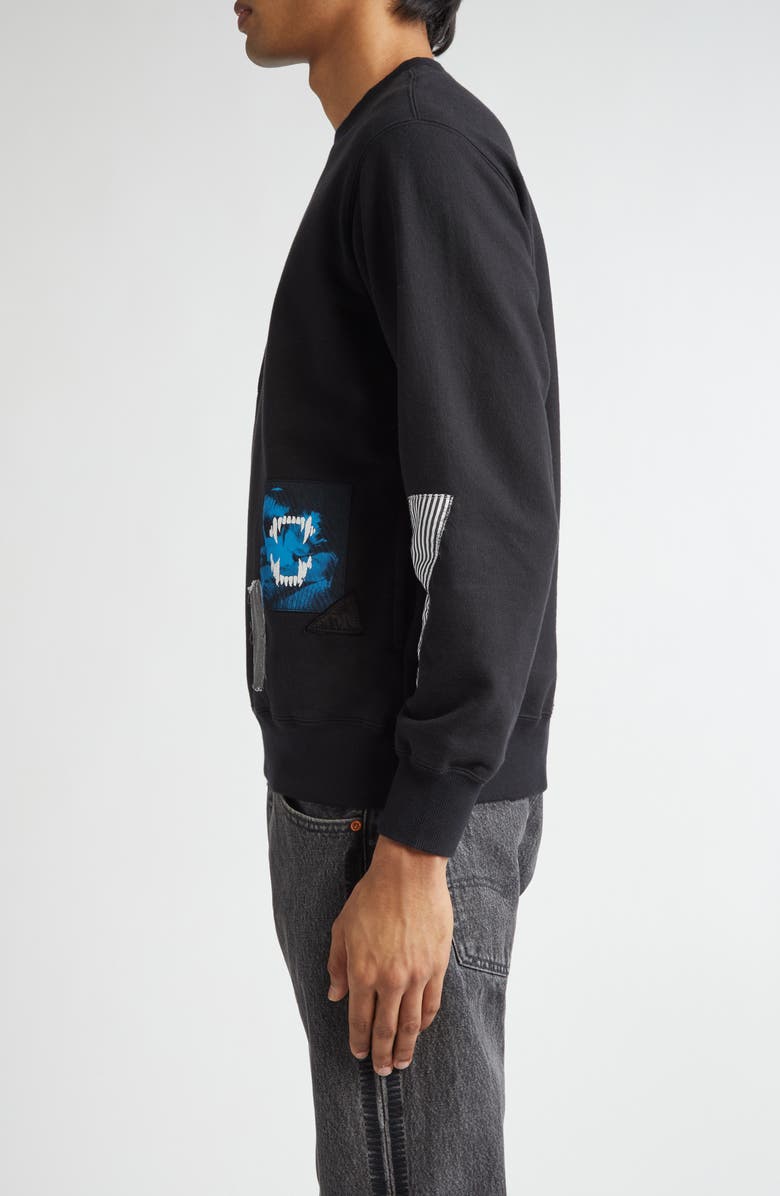 Undercover Distressed Patchwork Cotton French Terry Sweatshirt, Alternate, color,
