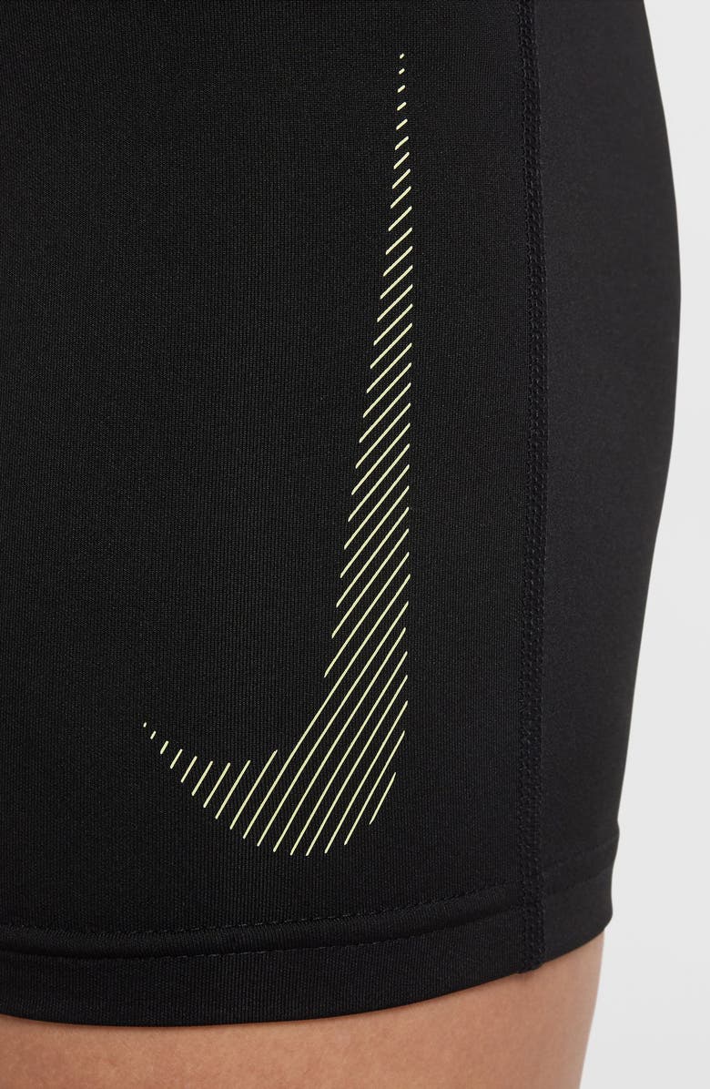 Nike Kids' Pro Dri-FIT Shorts, Alternate, color, Black/ Light Lemon Twist