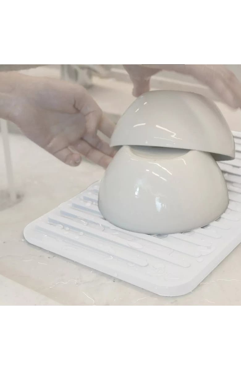 OU Durable Heat Resistant Nonslip Kitchen Glasses Drying Mat, Alternate, color, White