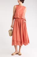 Nordstrom Schiffly Cotton Eyelet Midi Skirt