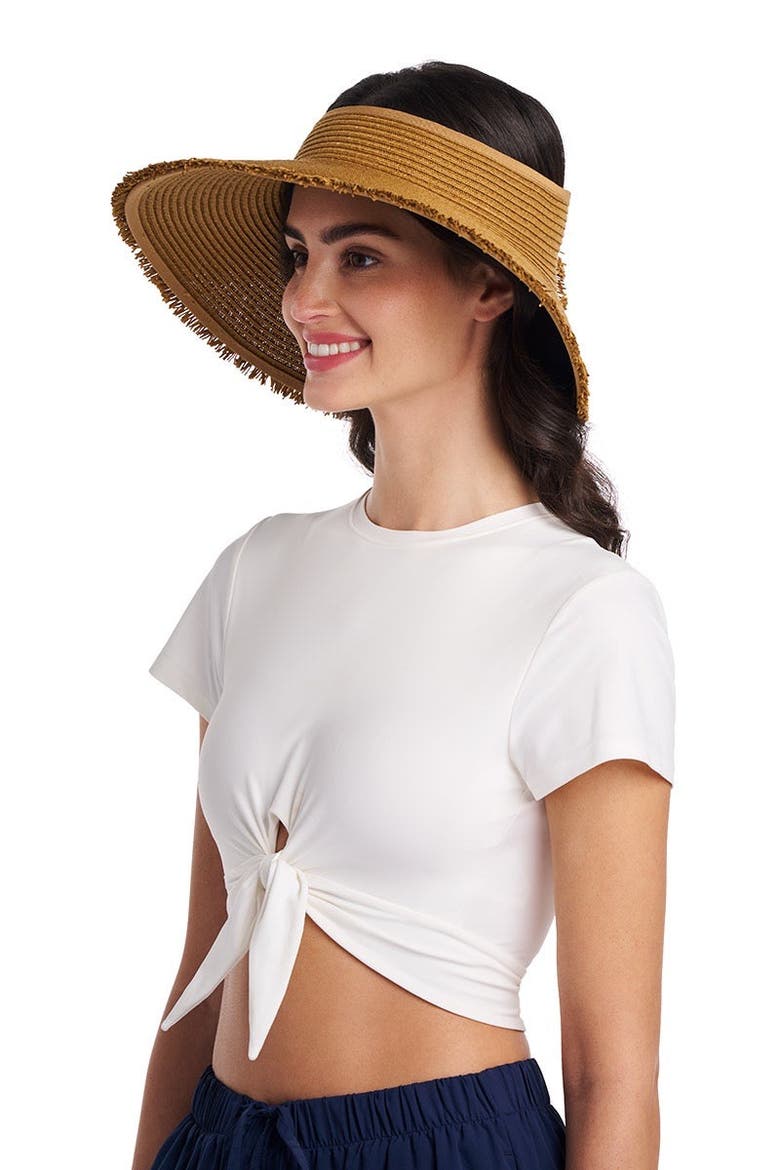Frayed Rolled Visor, UPF 50+ Sun Protection, Alternate, color, Toast Brown