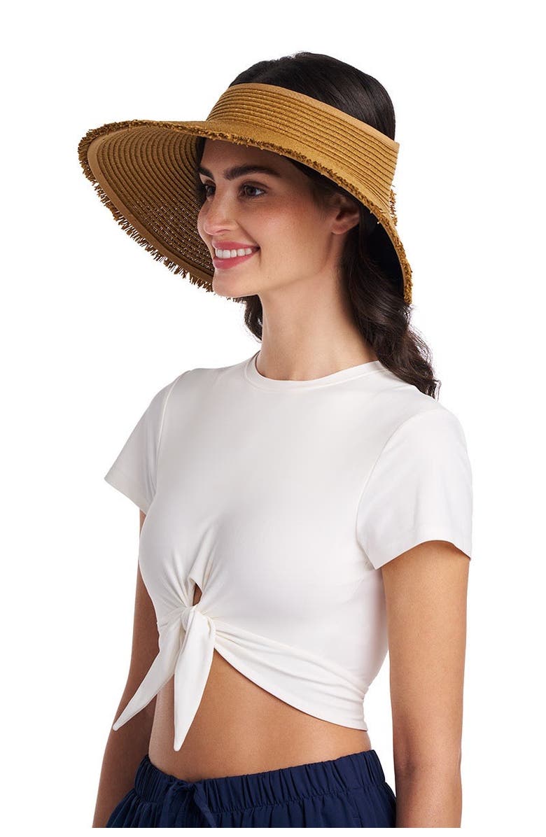 Coolibar Frayed Rolled Visor, UPF 50+ Sun Protection, Alternate, color, Toast Brown