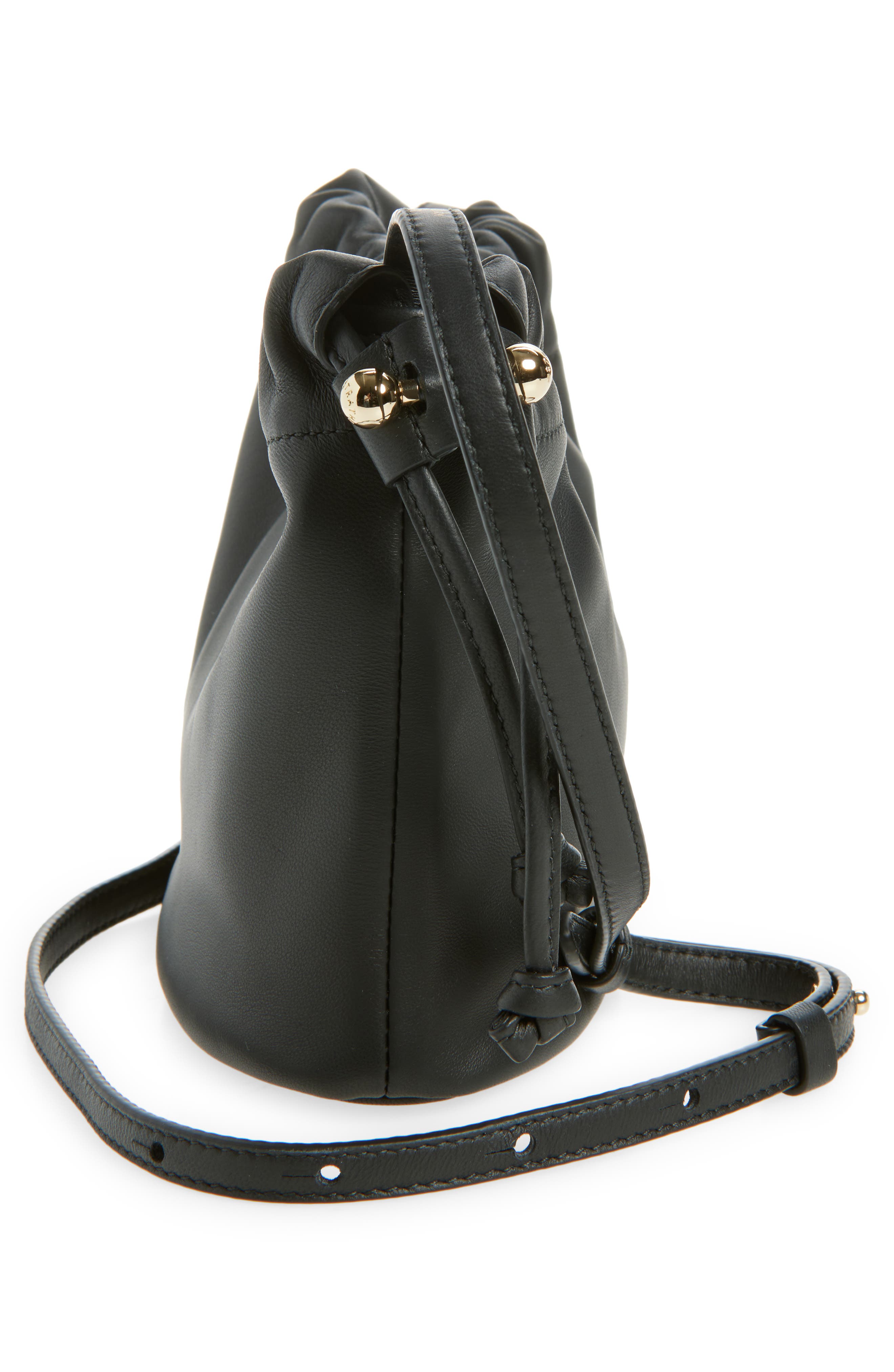 Strathberry Drawstring Leather Crossbody Bag, Alternate, color, Black