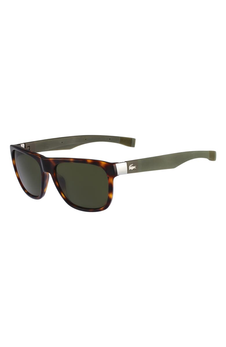 Lacoste 55mm Square Sunglasses, Alternate, color, Dark Havana