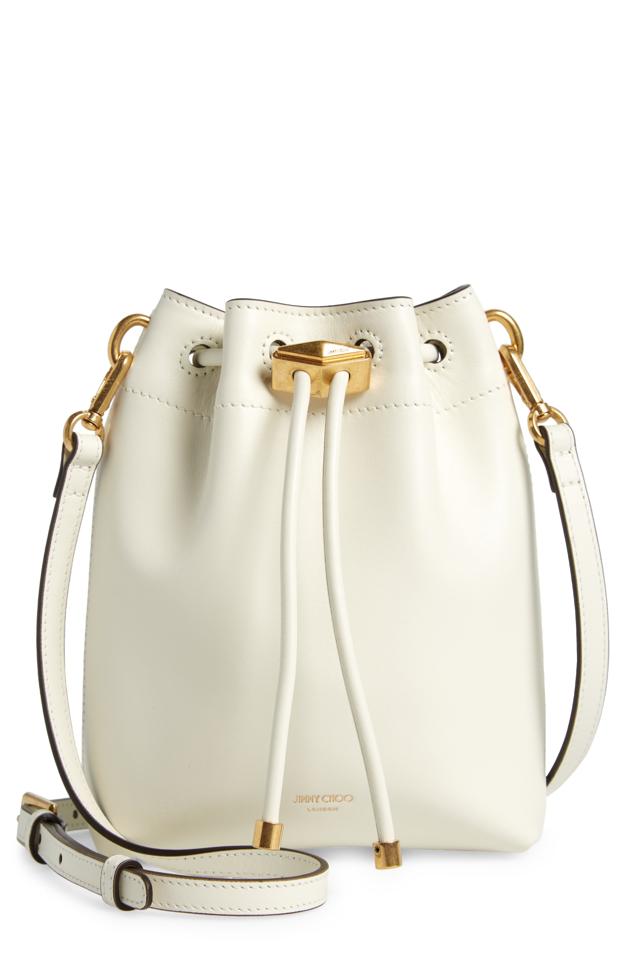 Jimmy Choo Mini Bon Bon Leather Bucket Bag, Main, color, 