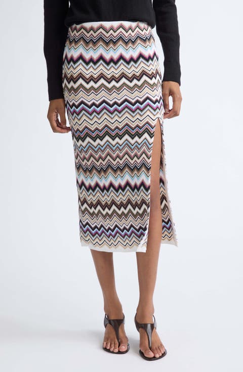 Zigzag Jacquard Sweater Skirt