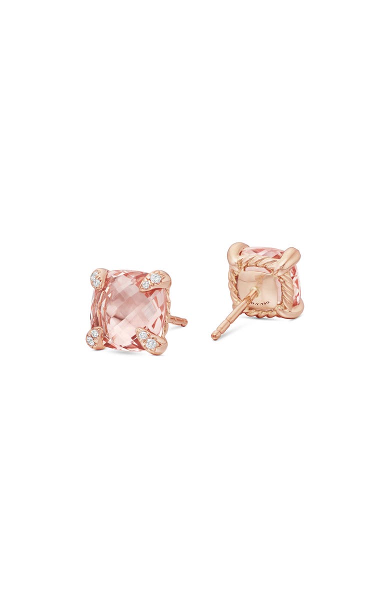 David Yurman Châtelaine<sup>®</sup> Morganite 18k Rose Gold Stud Earrings with Diamonds, Alternate, color, Rose Gold/ Diamond/ Morganite