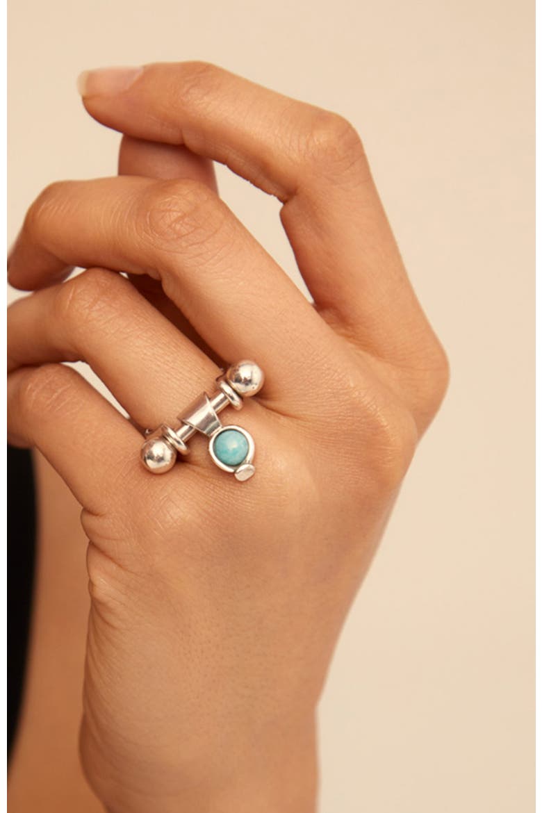 Sterling Silver and Amazonite Stone Charm, Alternate, color, Silver