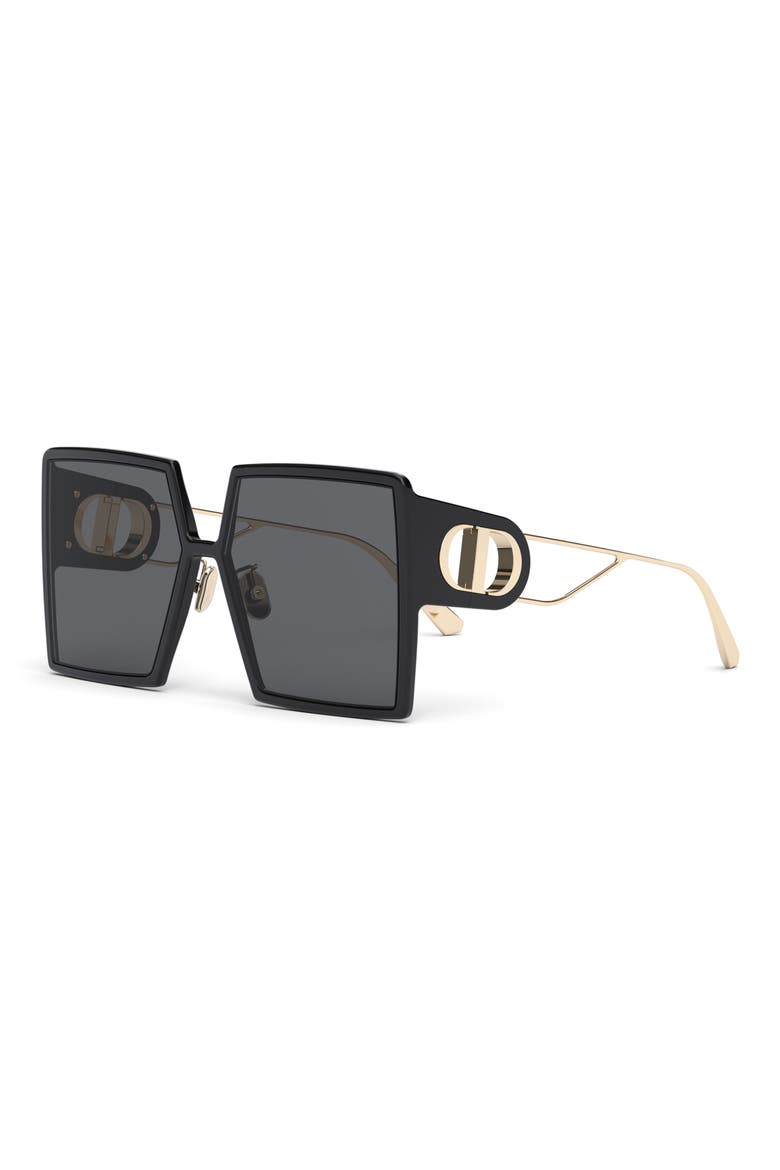 30Montaigne SU 58mm Square Sunglasses, Alternate, color, SHINY BLACK / SMOKE POLARIZED