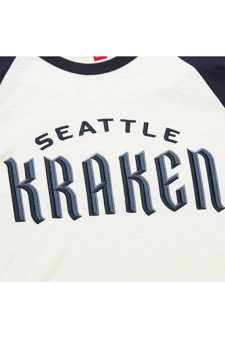 Men's Mitchell & Ness Cream Seattle Kraken Legendary Slub Vintage Raglan Long Sleeve T-Shirt, Alternate, color, Cream