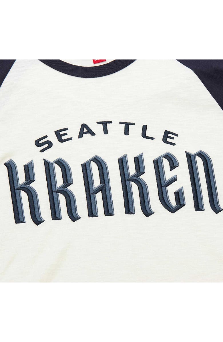 Mitchell & Ness Men's Mitchell & Ness Cream Seattle Kraken Legendary Slub Vintage Raglan Long Sleeve T-Shirt, Alternate, color, Cream