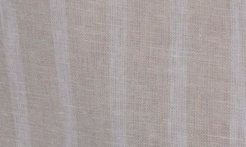 Dkny Jeans Stripe Crop Linen Blend Button-up Shirt In Light City Khaki/ivory