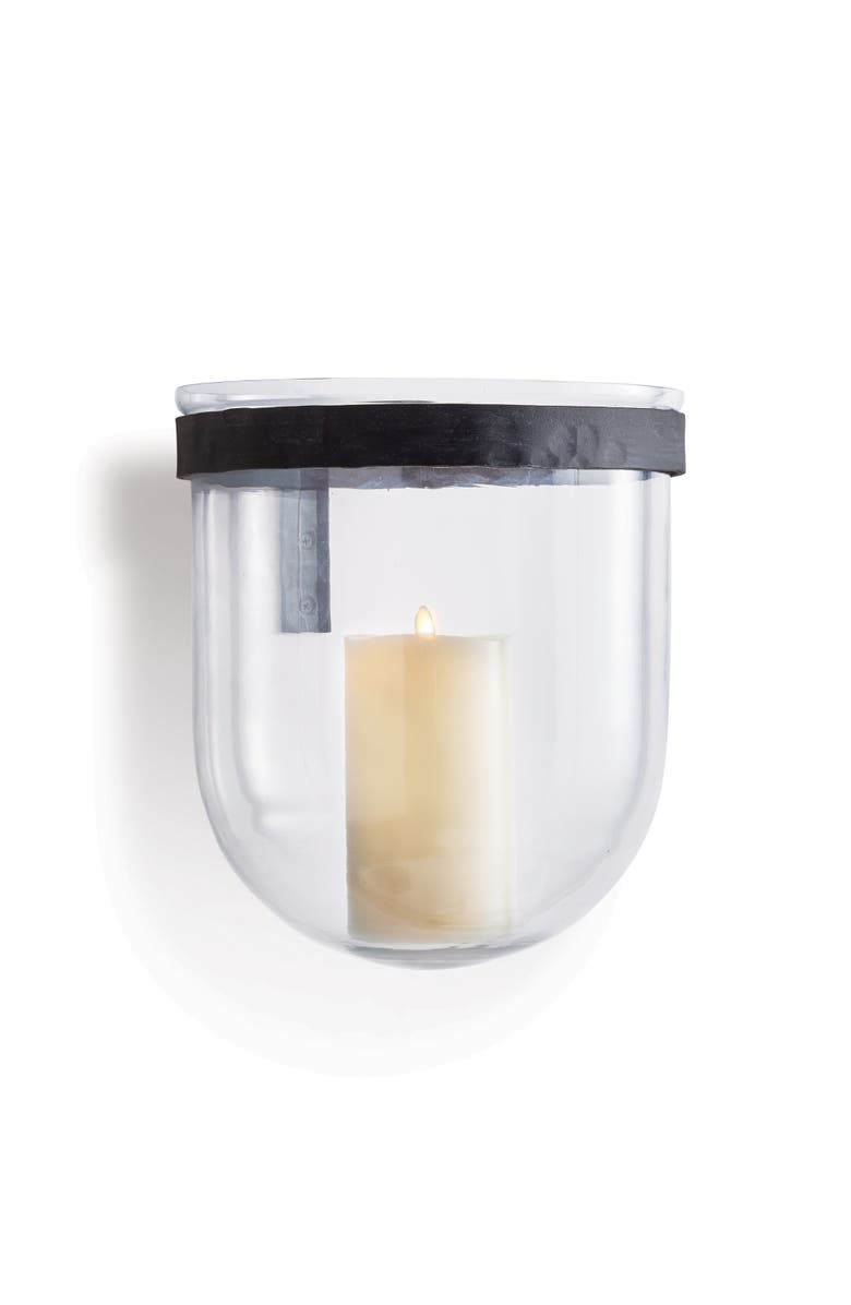 Napa Home & Garden 10.25"W x 10.25"D x 12"H Gwen Outdoor Wall Candle Holder Vessel, Main, color, Black