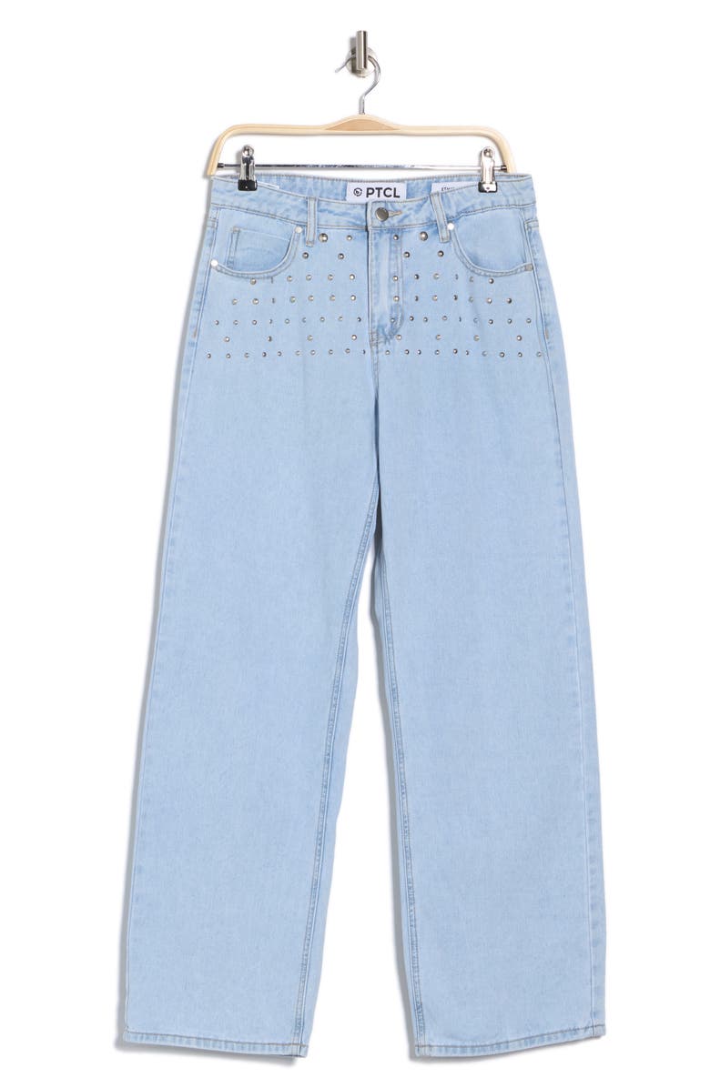 PTCL Studded High Waist Straight Leg Jeans, Alternate, color, Light Wash