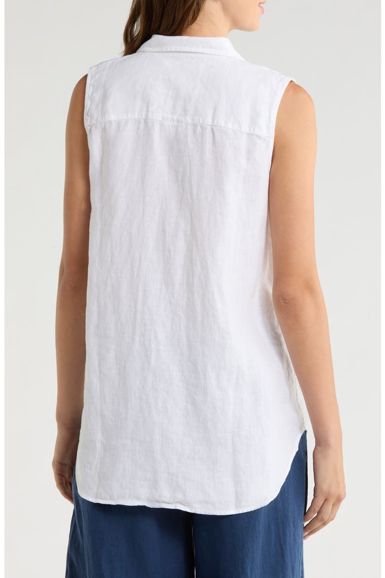 Finley Sleeveless Linen Button-Up Shirt, Alternate, color, WHITE