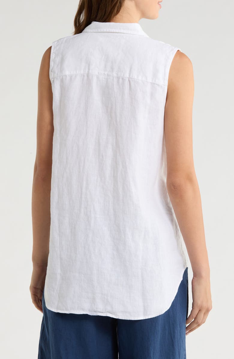 Frank & Eileen Finley Sleeveless Linen Button-Up Shirt, Alternate, color, White