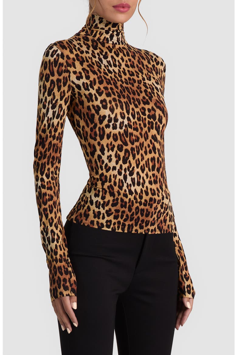 Delaina Long Sleeve Mock Neck Top, Alternate, color, SPOTTED LEOPARD