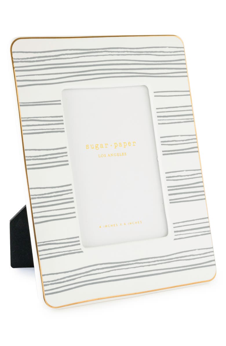 Sugar Paper Stripe Ceramic 4 x 6-Inch Picture Frame, Alternate, color, Slate