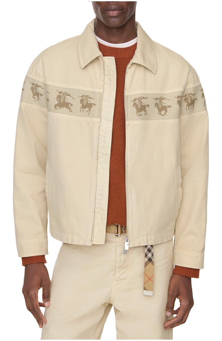 Burberry Galloping Knight Cotton Canvas Jacket, Main, color, Tundra Beige