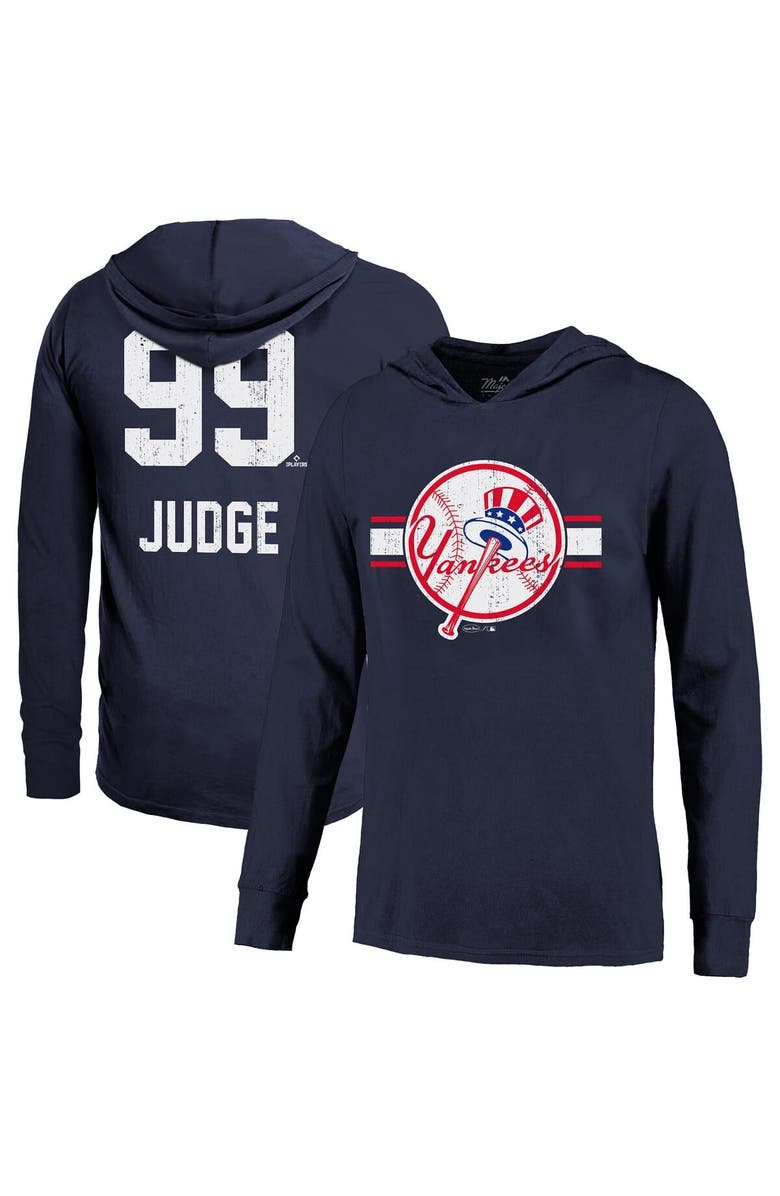 Majestic Threads Men's Majestic Threads Aaron Judge Navy New York Yankees Lightweight Name & Number Hoodie, Main, color, Navy
