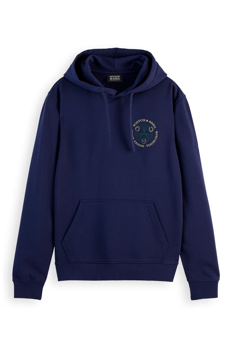 Scribble Cotton Graphic Hoodie, Alternate, color, NAVY