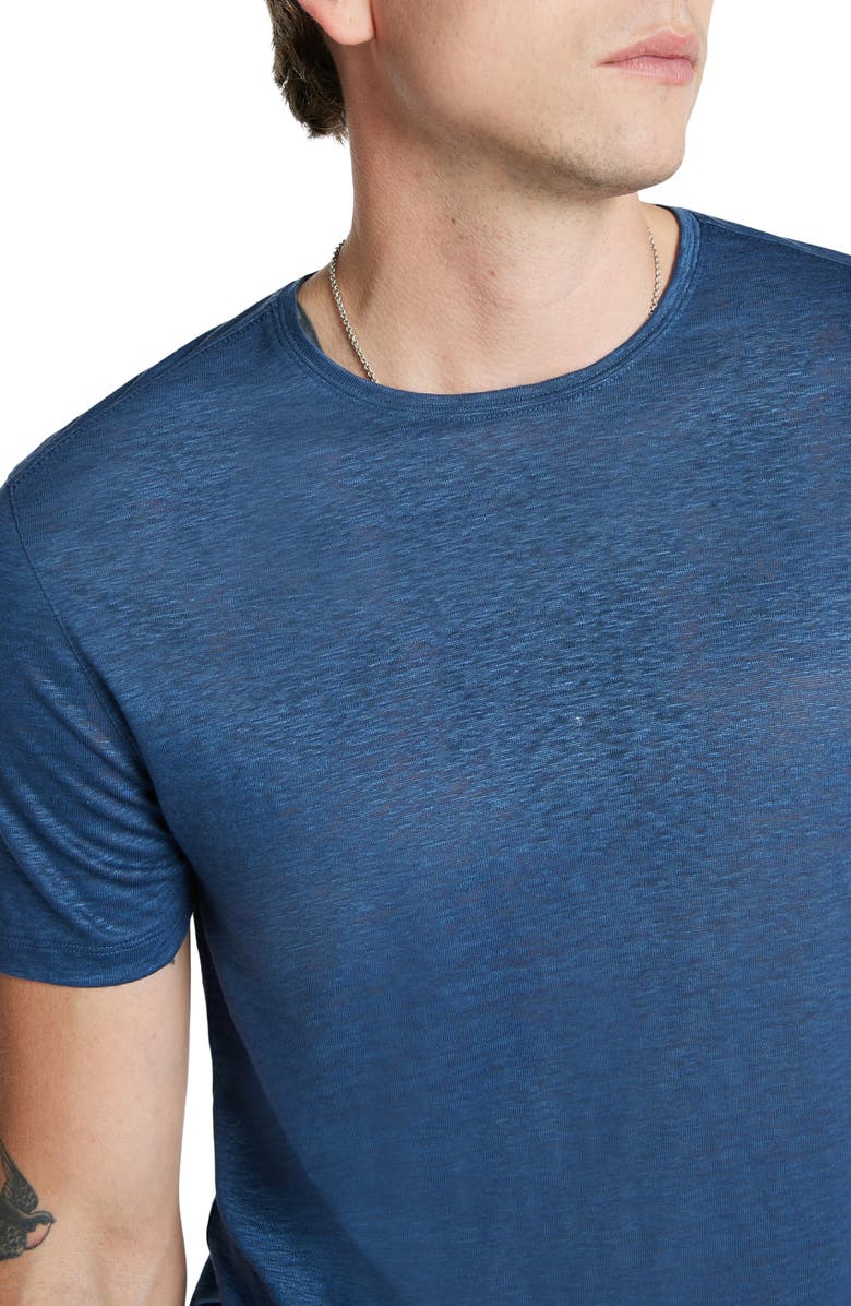 John Varvatos Lagoa Slubbed Organic Linen T-Shirt, Alternate, color, Lake Blue