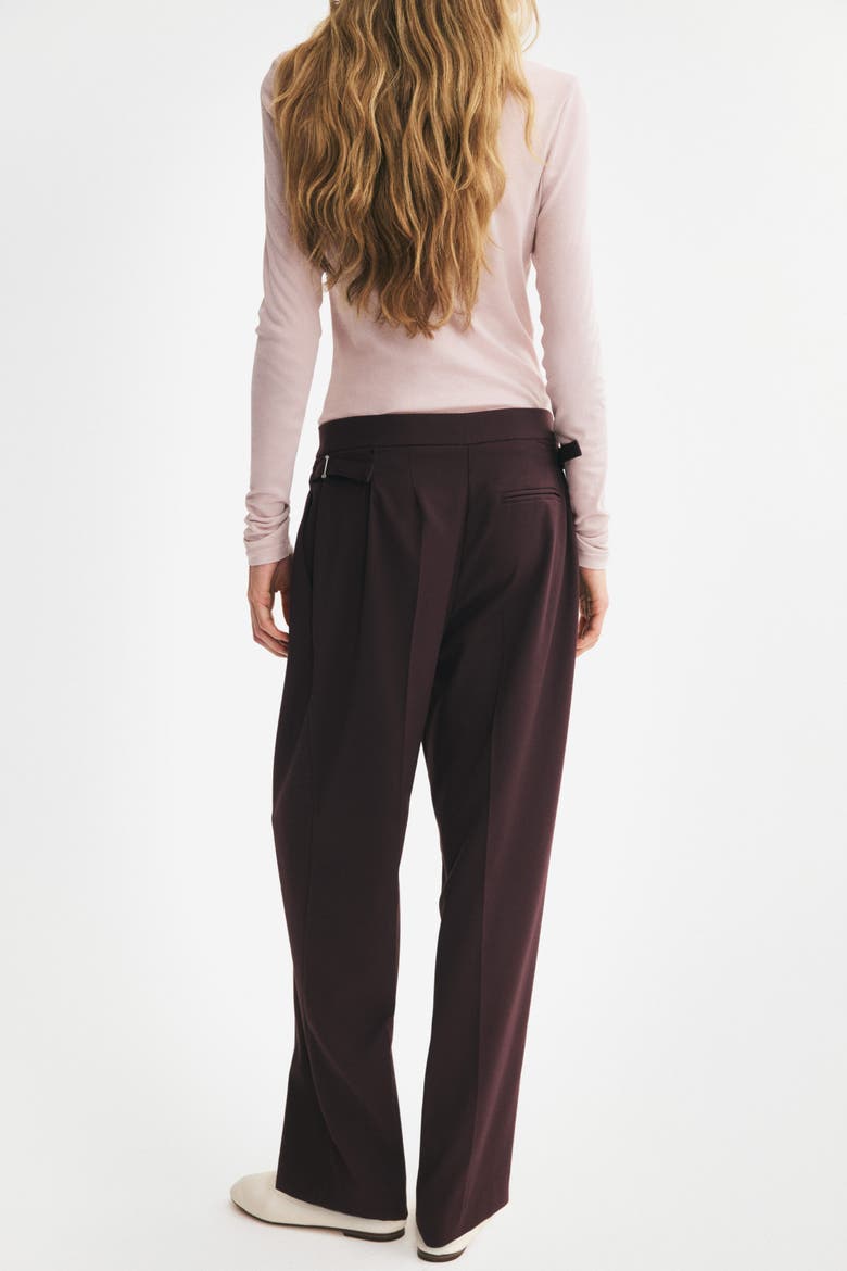 Pleated Tab-detail Pants, Alternate, color, Dark brown