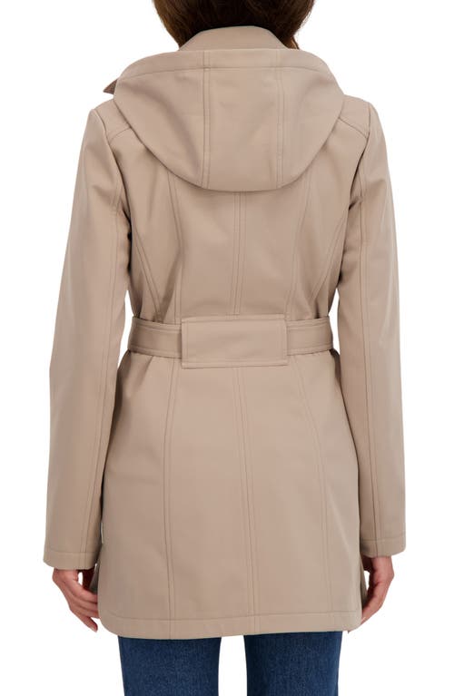 Sebby Water-resistant Hooded Double-breasted Trench Coat In Brown