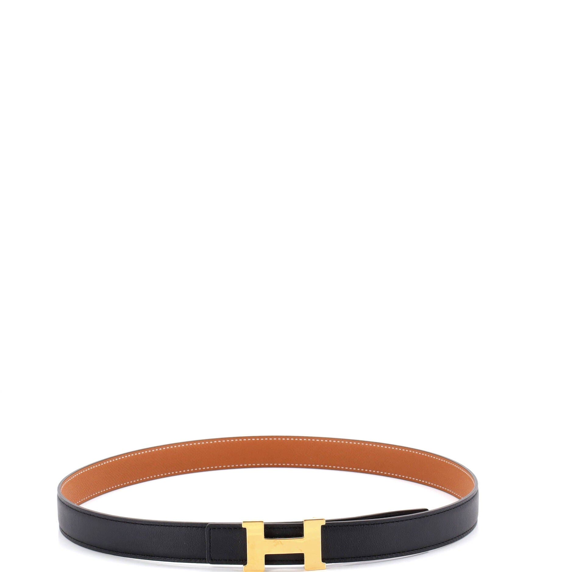 Pre-Owned Hermes Constance Reversible Belt Leather Thin, Alternate, color, Black