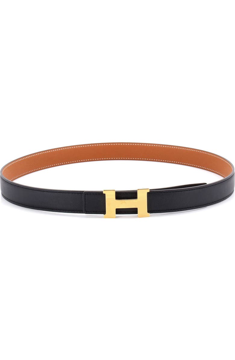 Pre-Owned Hermes Constance Reversible Belt Leather Thin, Alternate, color, Black