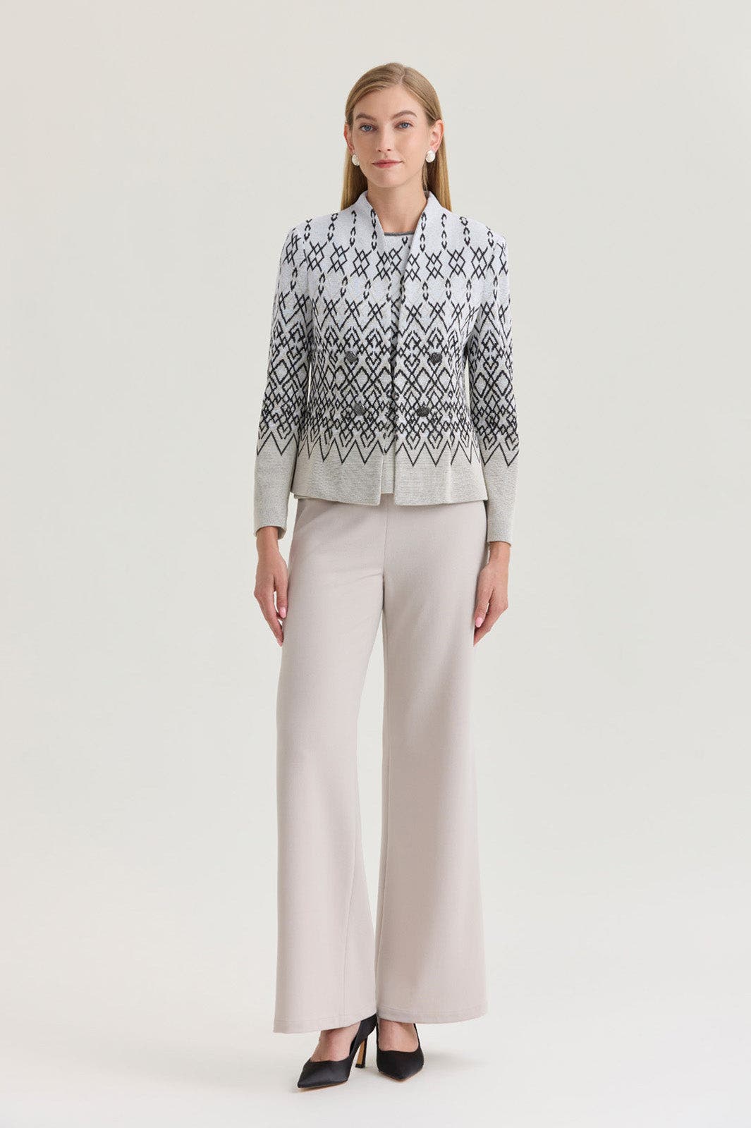 Tailored Diamond Jacquard Knit Jacket