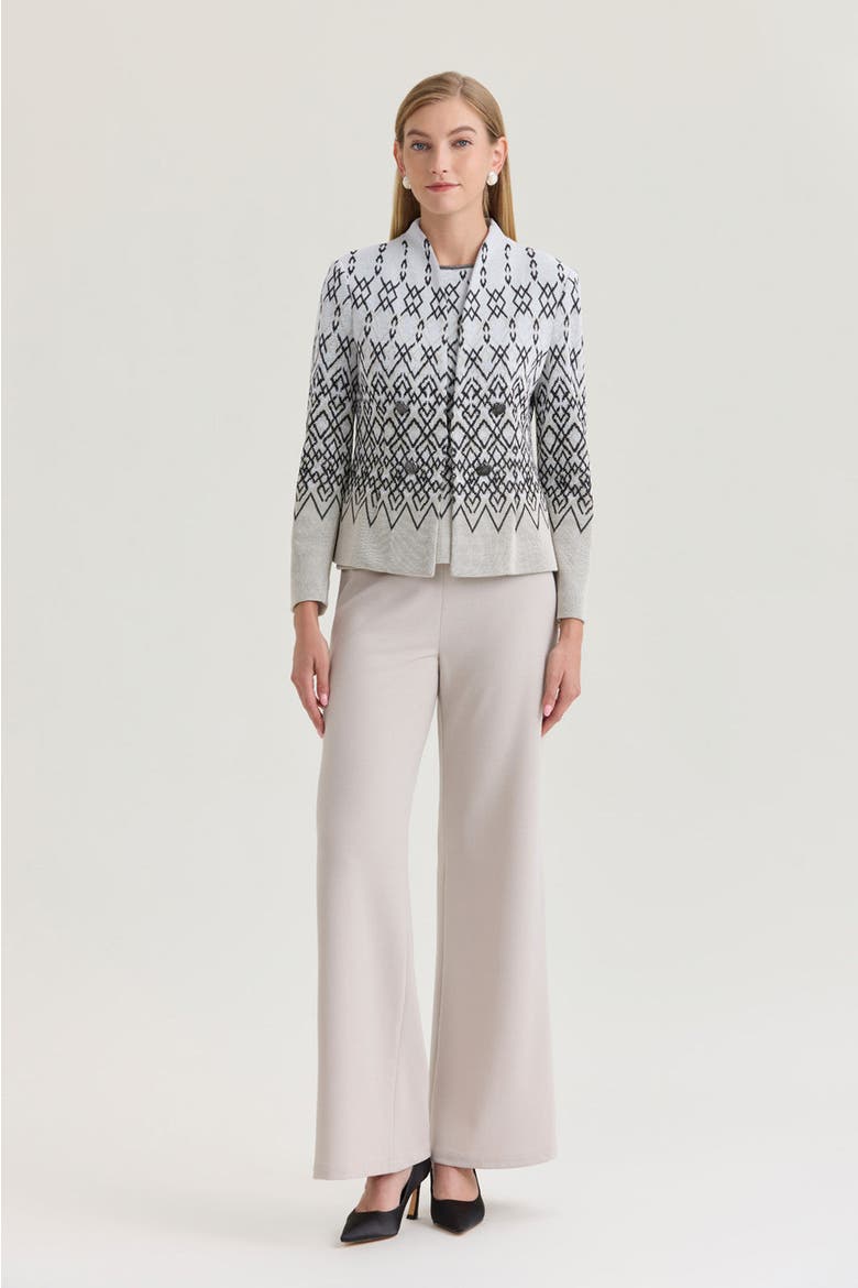 Tailored Diamond Jacquard Knit Jacket, Main, color, Limestone/Black/White