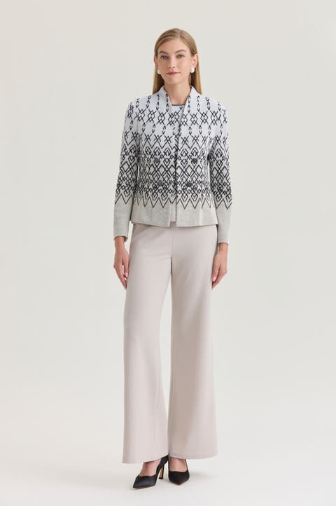 Tailored Diamond Jacquard Knit Jacket