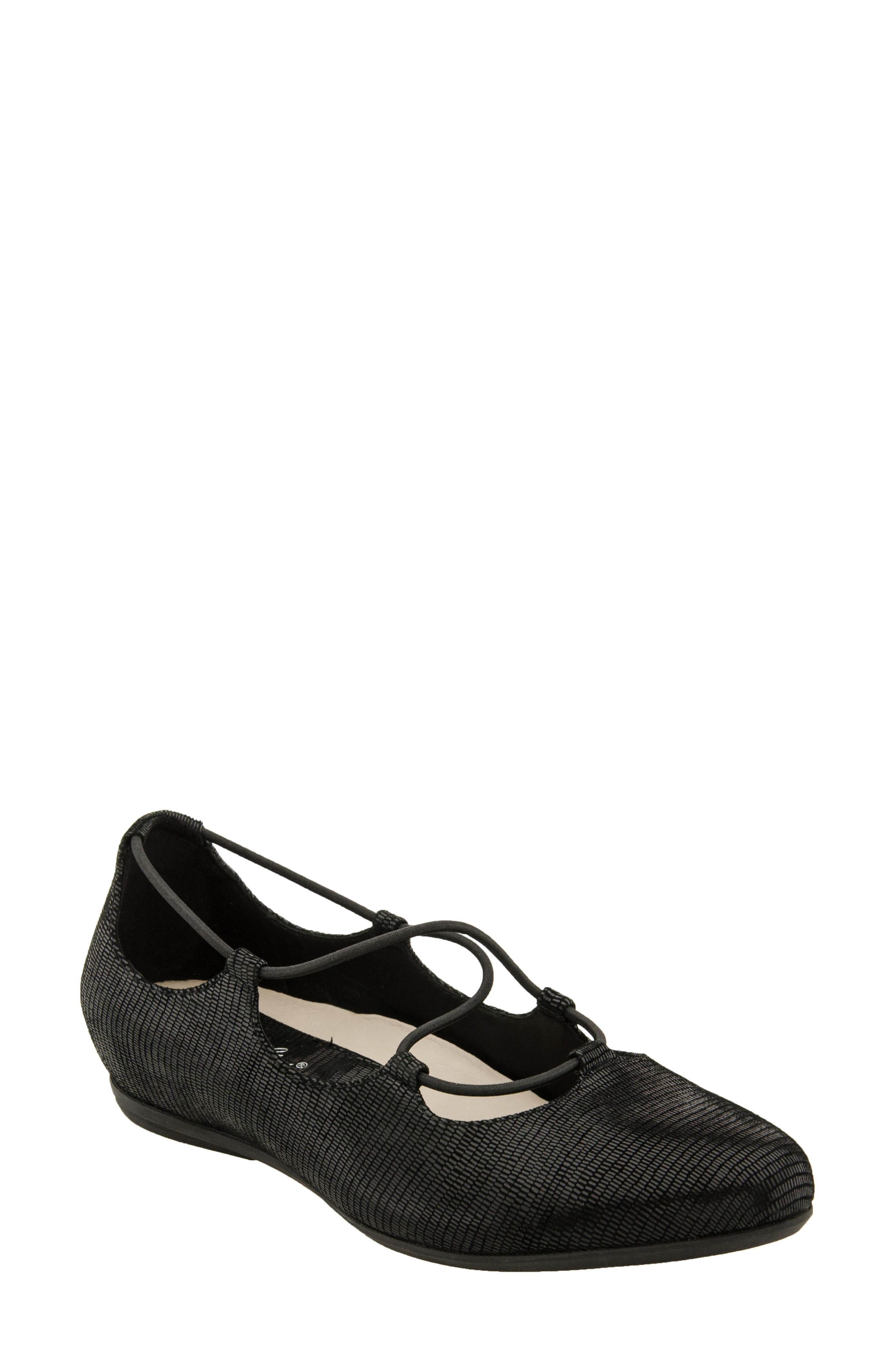 'Essen' Ghillie Flat, Main, color, BLACK PRINTED SUEDE