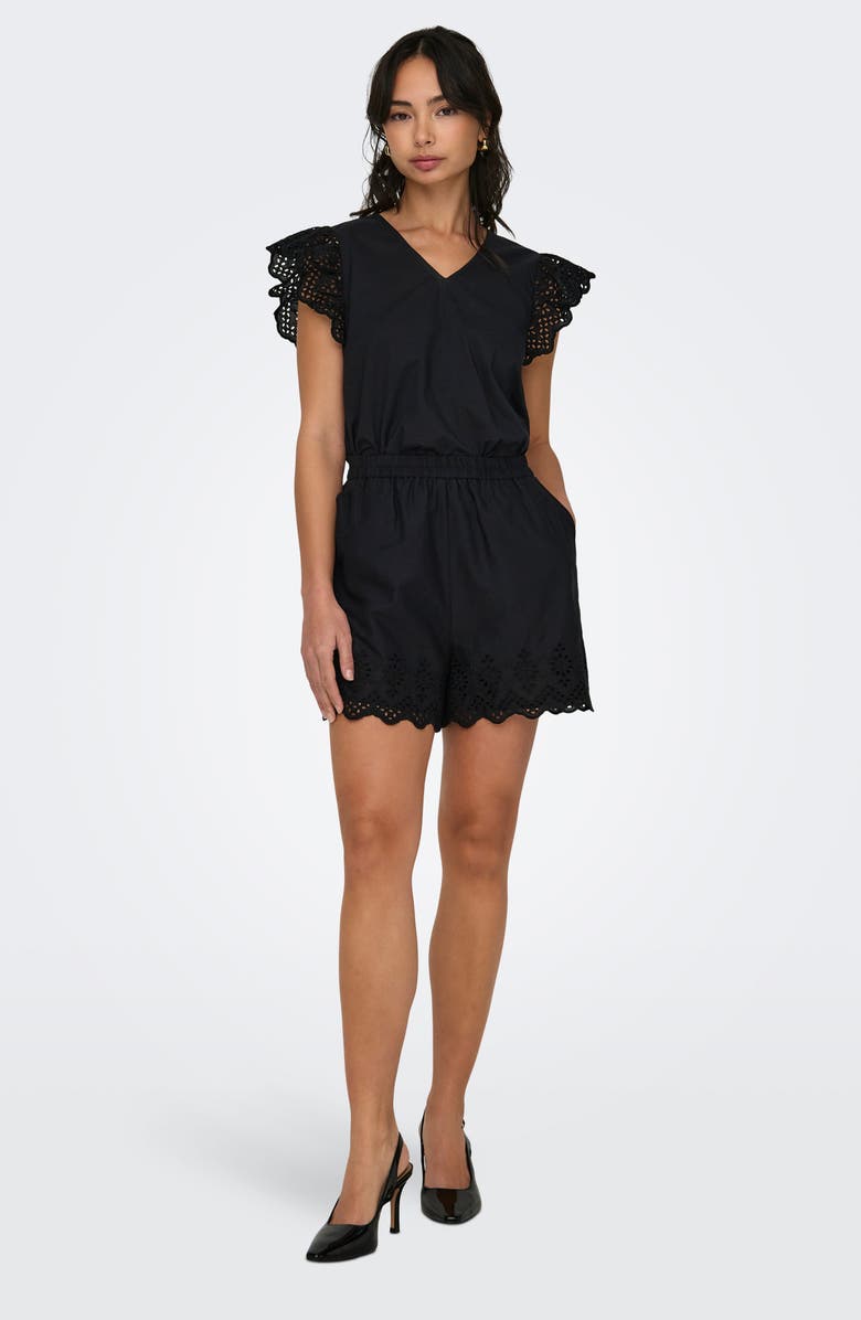 Only Onllou Embroidered Shorts, Alternate, color, Black