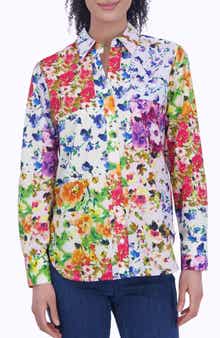 Foxcroft Meghan Floral Non-Iron Cotton Button-Up Shirt