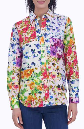 Foxcroft Meghan Floral Non-Iron Cotton Button-Up Shirt