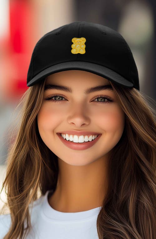 Dalix Yellow Gummy Embroidered Dad Cap In Black