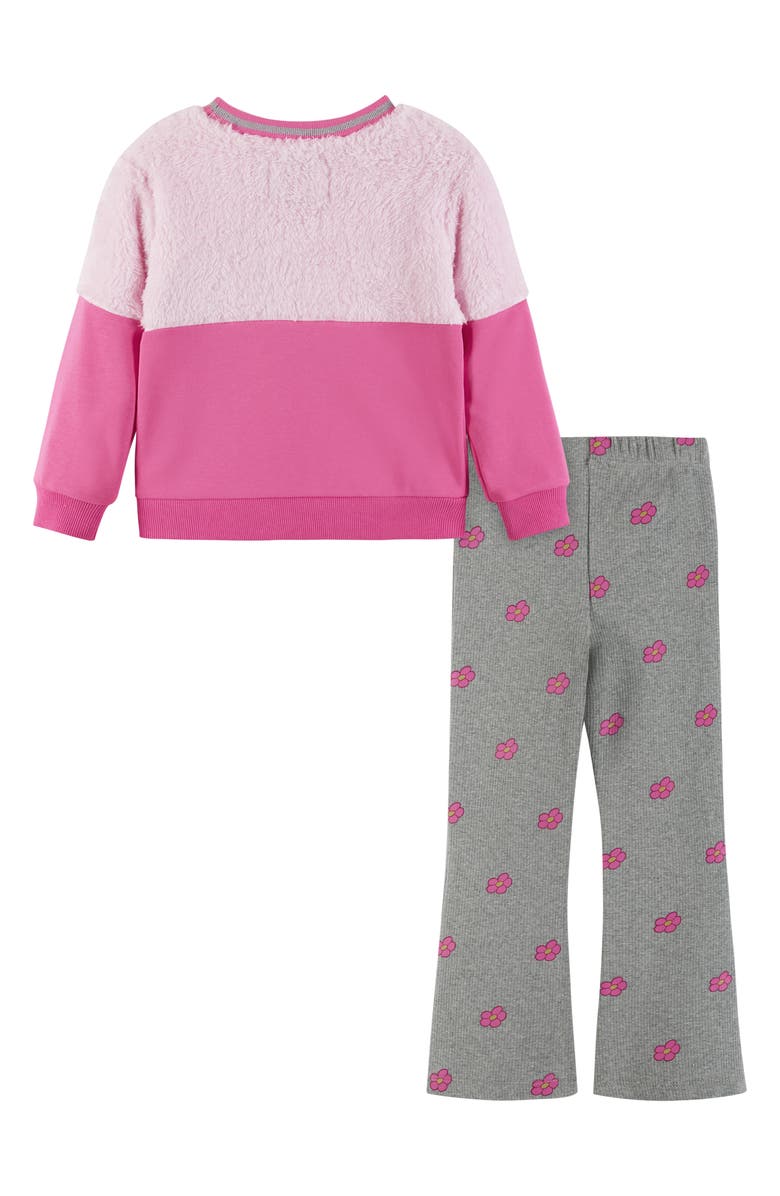 Andy & Evan Kids' SpongeBob SquarePants<sup>™</sup> Faux Fur Sweatshirt & Rib Leggings Set, Alternate, color, Pink Hearts