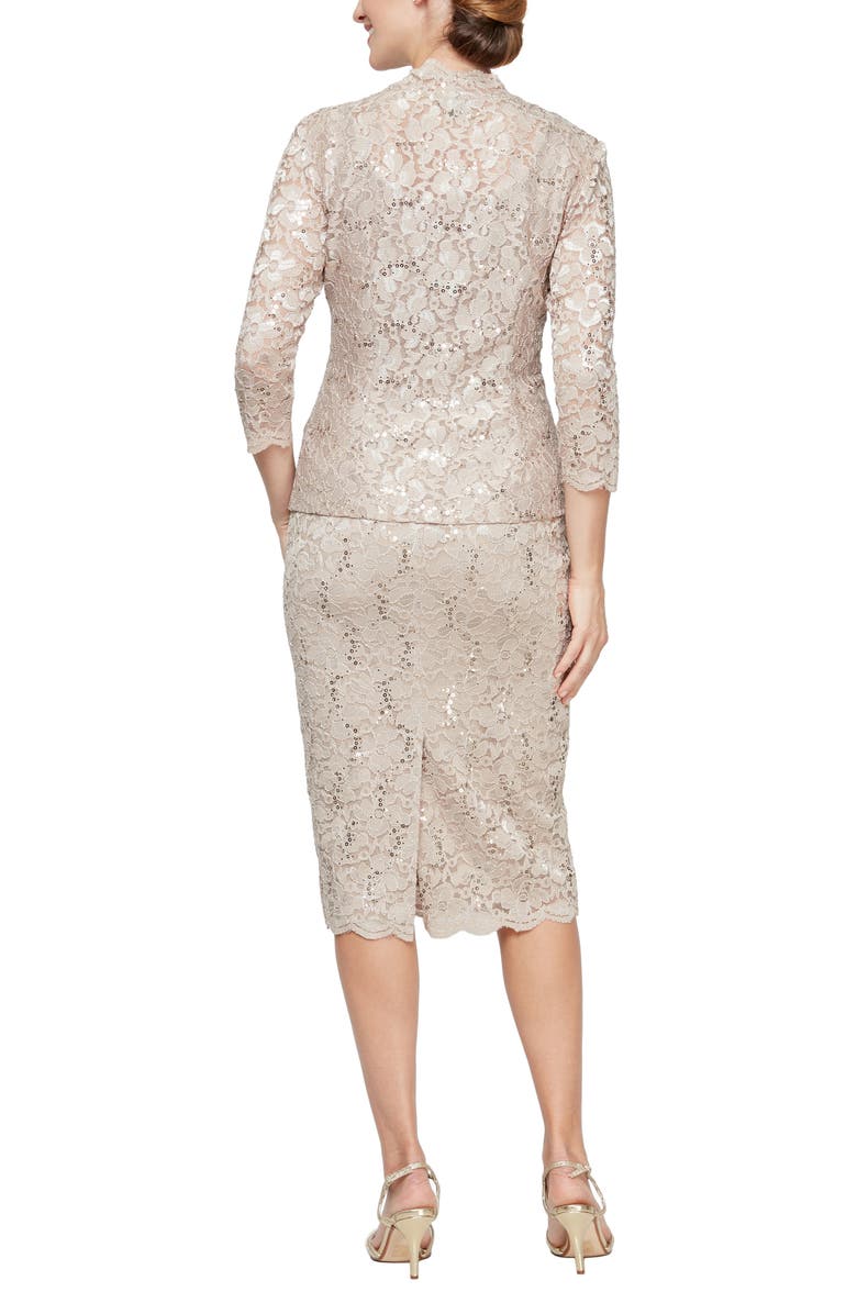 SL FASHIONS Lace Dress & Jacket Two-Piece Set, Alternate, color, Champagne