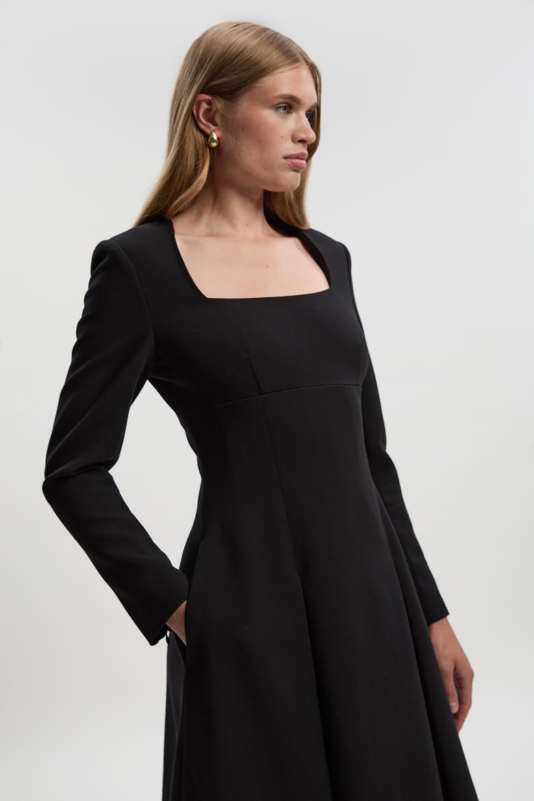 Stretch Sweetheart Neck Midi Dress, Alternate, color, Black