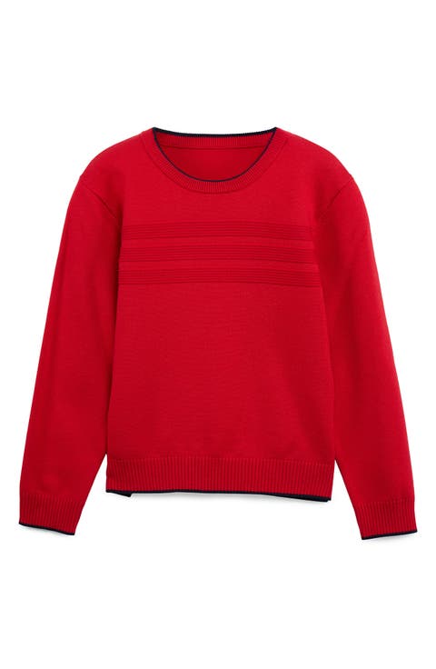 Kids' Moto Ribbing Detail Crewneck Sweater (Big Kid)